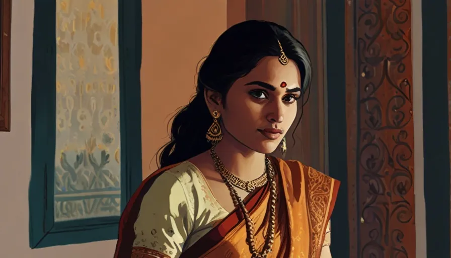 a painting of a woman in a sari