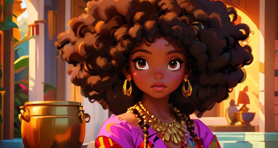 a cartoon of a woman with a large afro