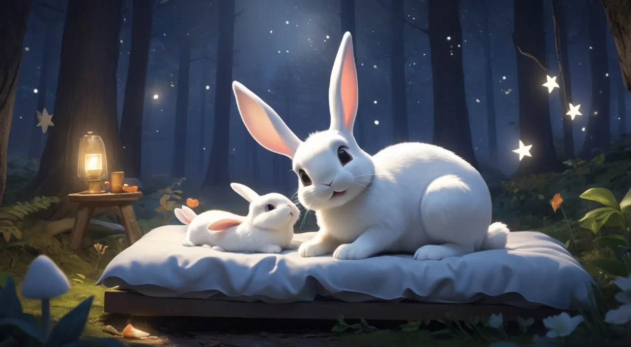 rabbit and mom rabbit talking on their happy