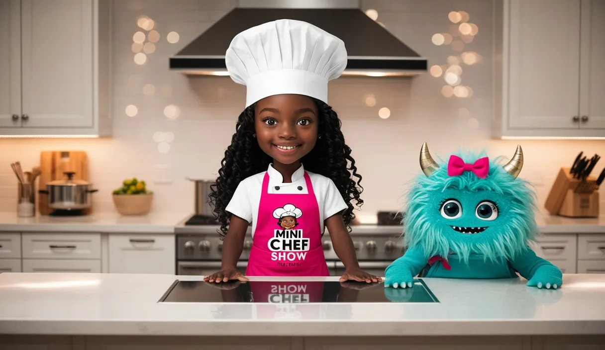 a doll and a monster in a kitchen