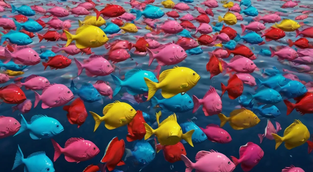 a large group of colorful fish swimming in the ocean