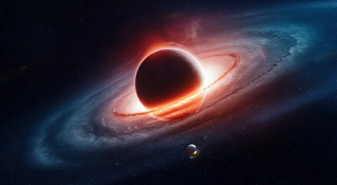 an artist's rendering of a black hole in the sky