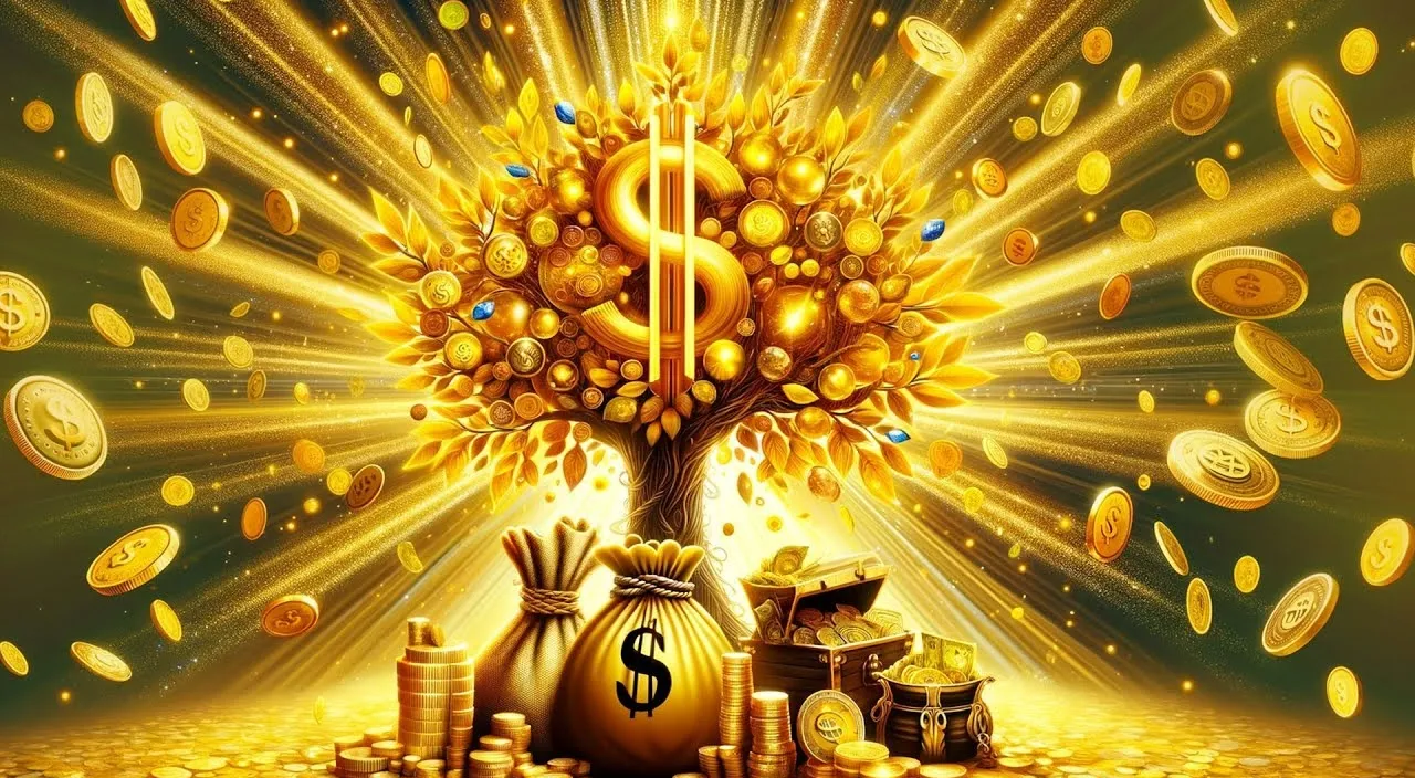 falling money with golden background