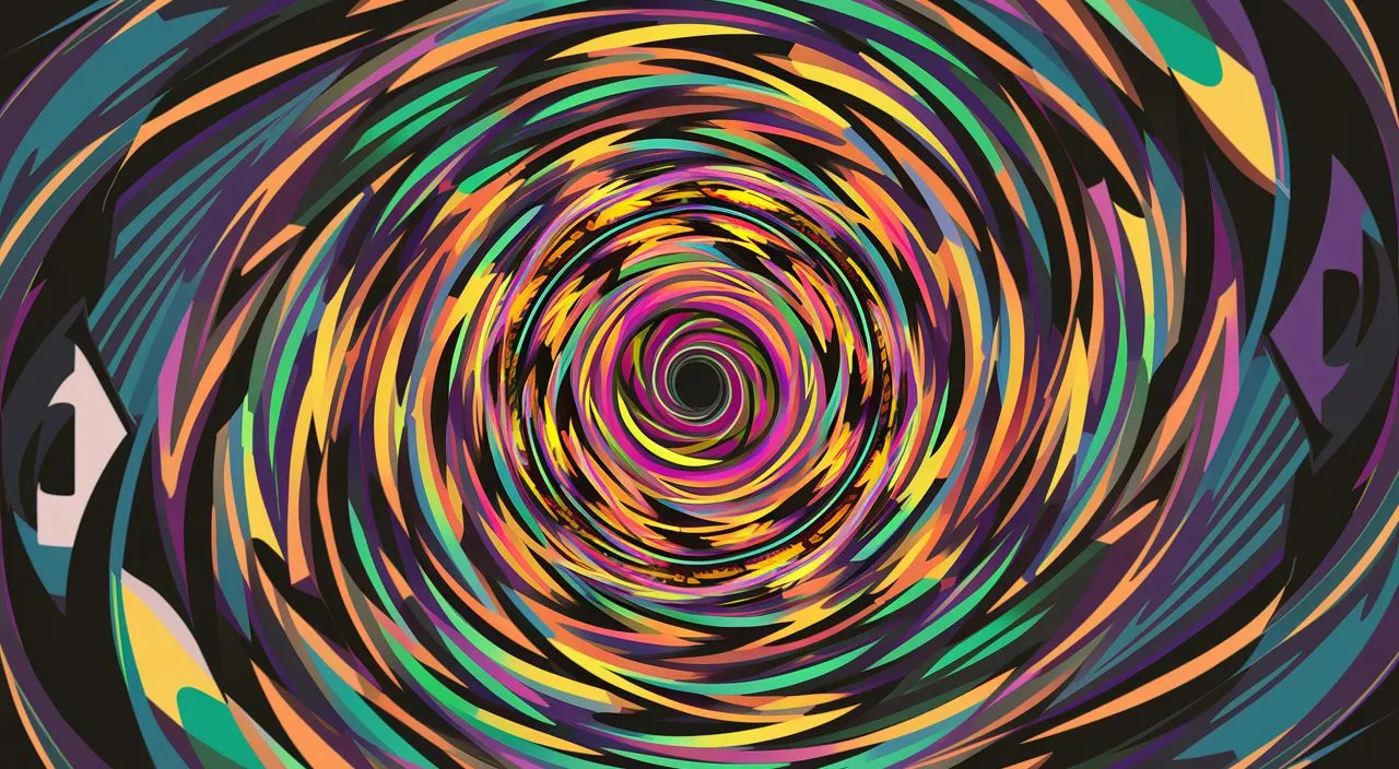 a colorful circular design on a black background