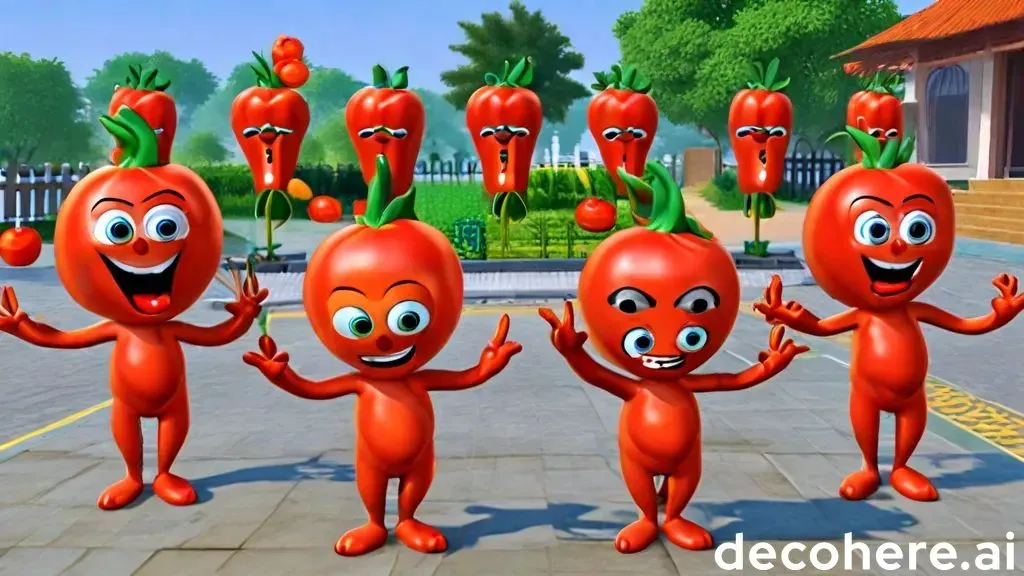 a group of red peppers standing next to each other