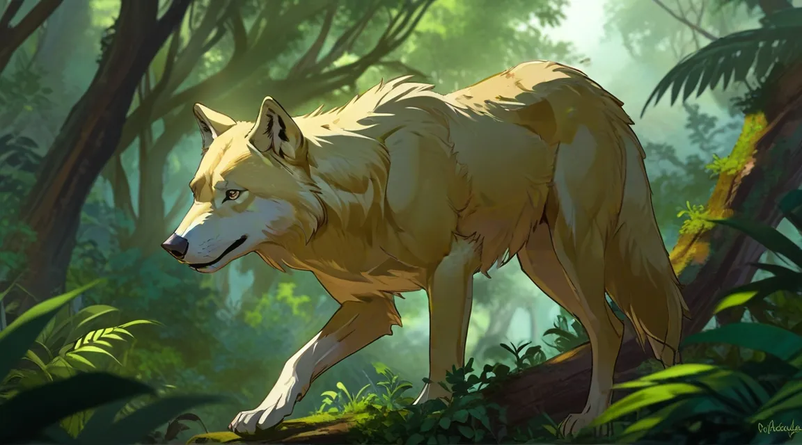 a wolf standing in the middle of a forest