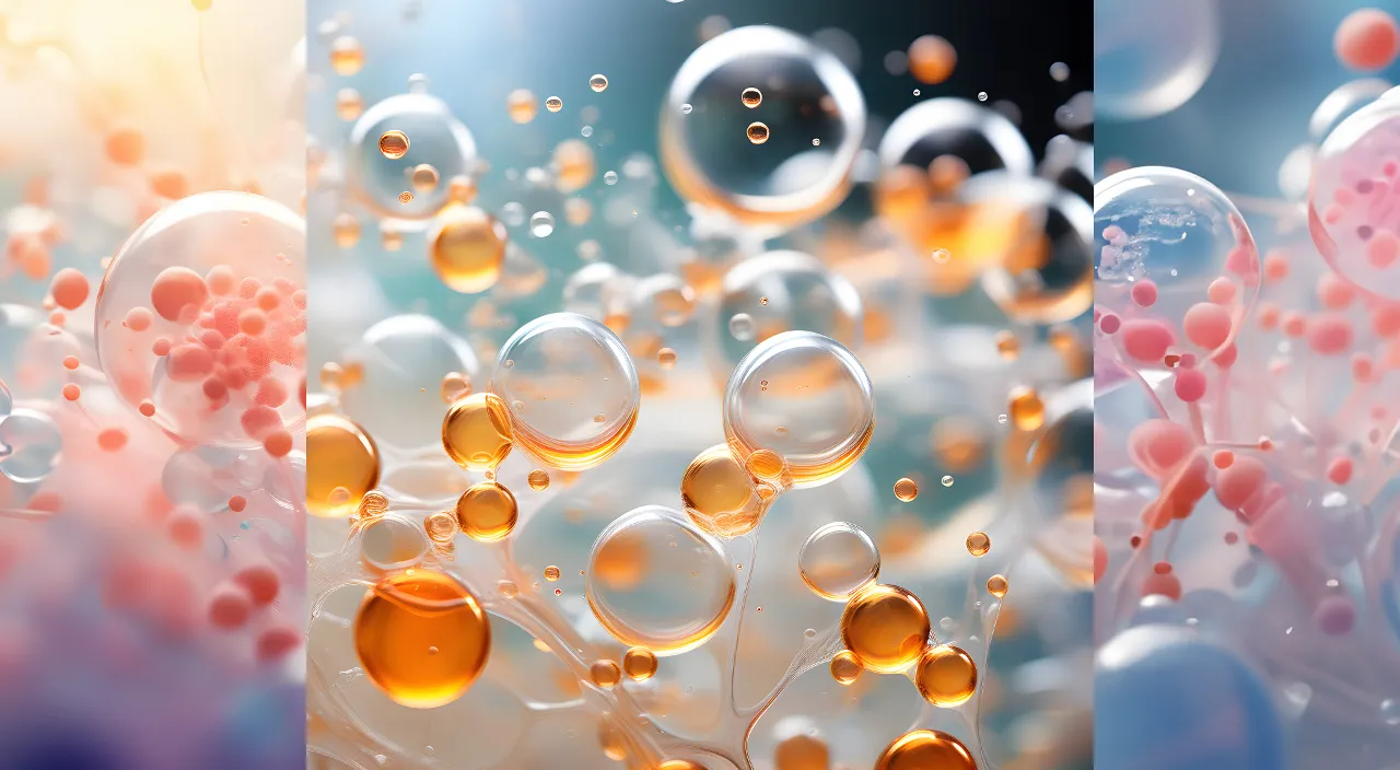 a series of three images of bubbles and bubbles