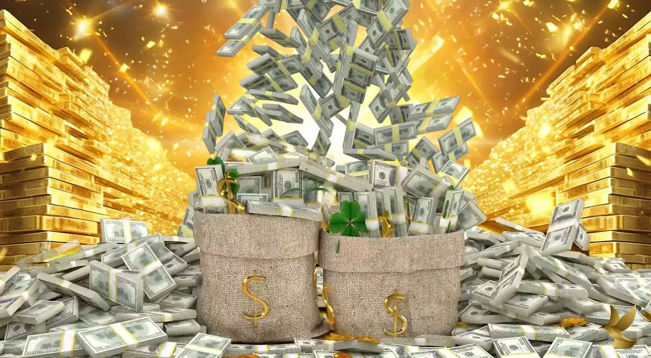 falling money with golden background