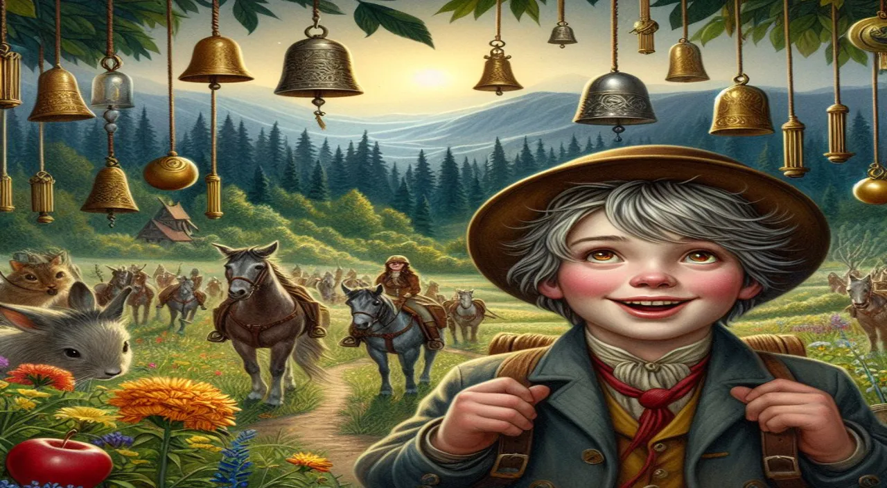 a painting of a boy with a hat and a donkey