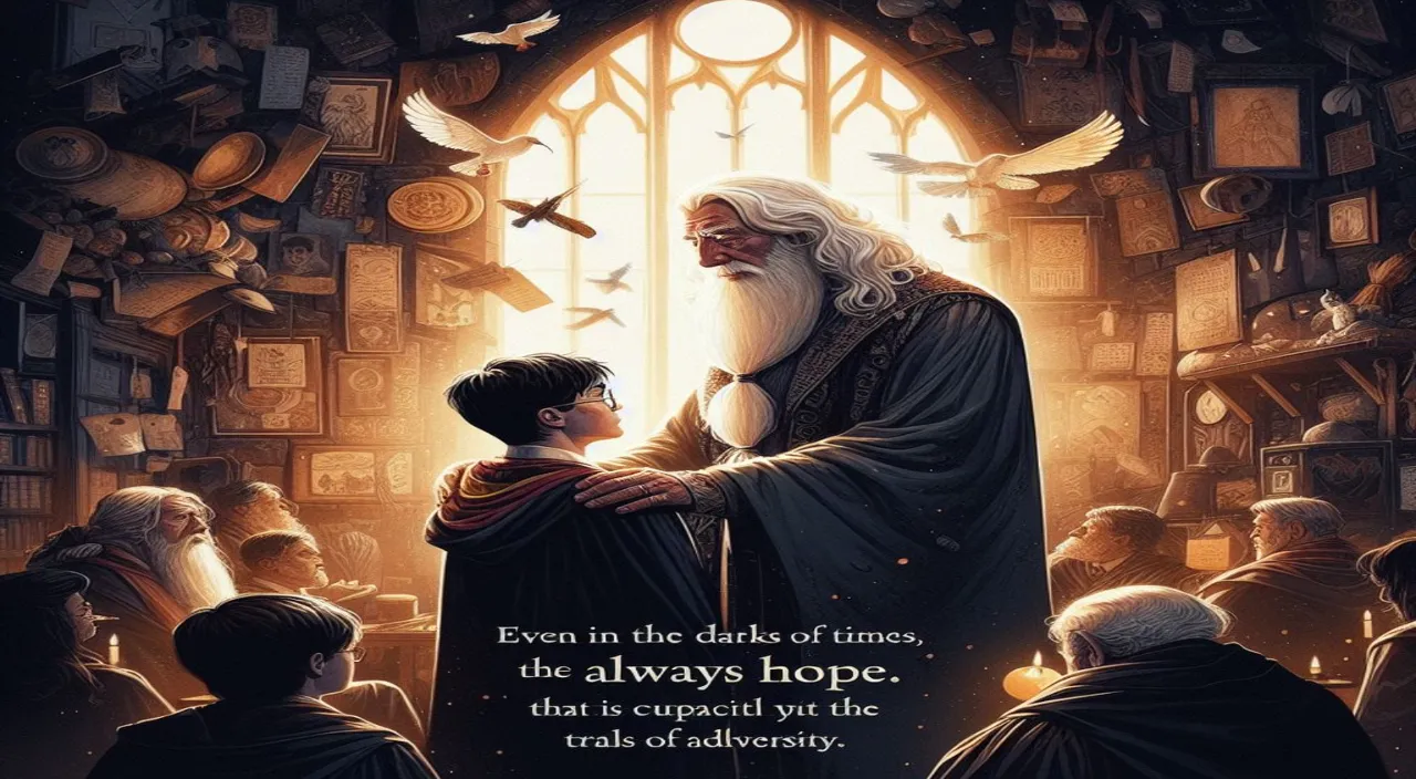 a movie poster with an image of a wizard and a child