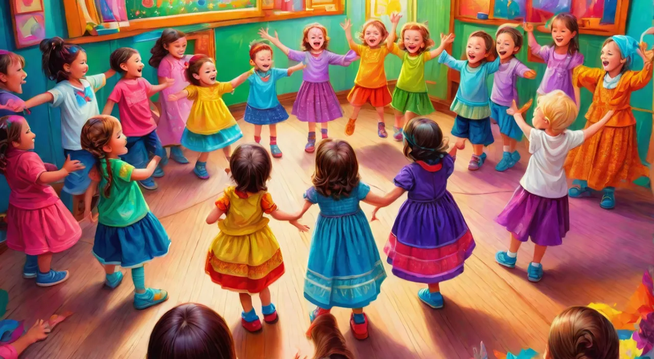 a group of children dancing