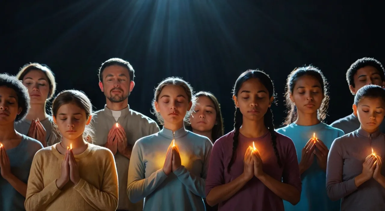 a group of people holding candles in their hands