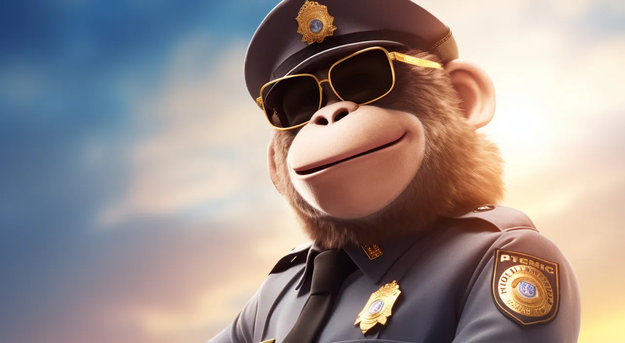 a monkey wearing sunglasses and a police uniform