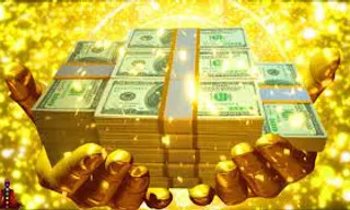 falling money with golden background