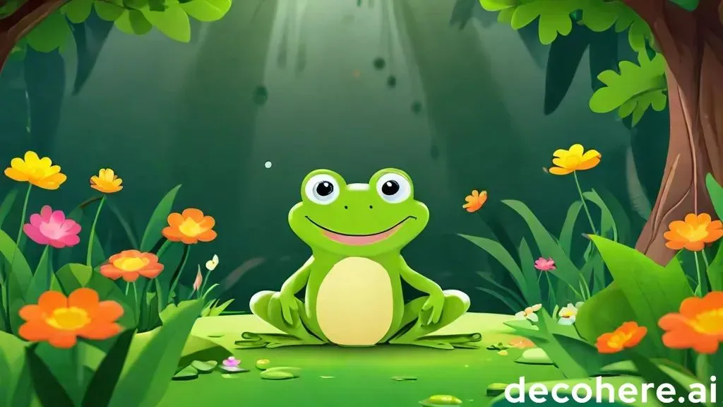 a frog sitting in the middle of a forest