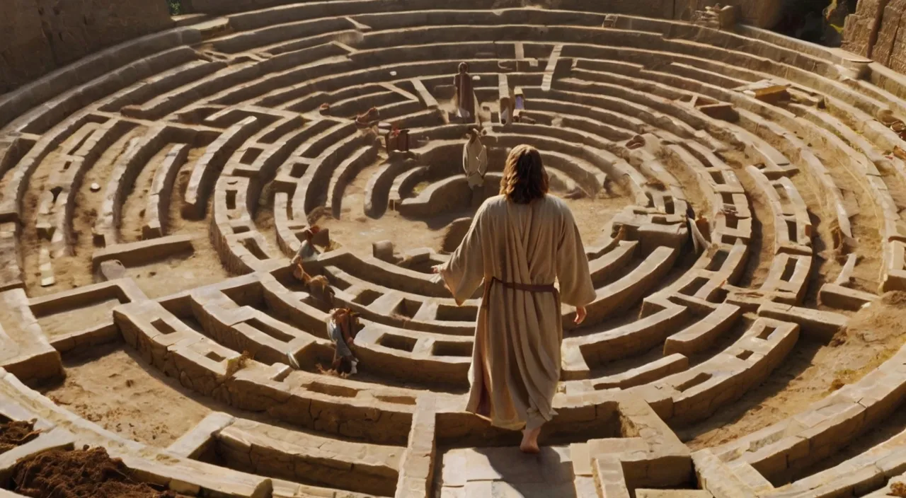 a man standing in front of a maze