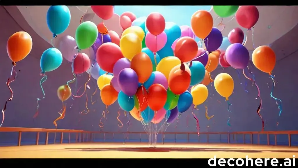 a bunch of balloons floating in the air