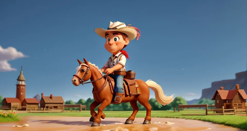 cartoon character riding a horse in a cartoon