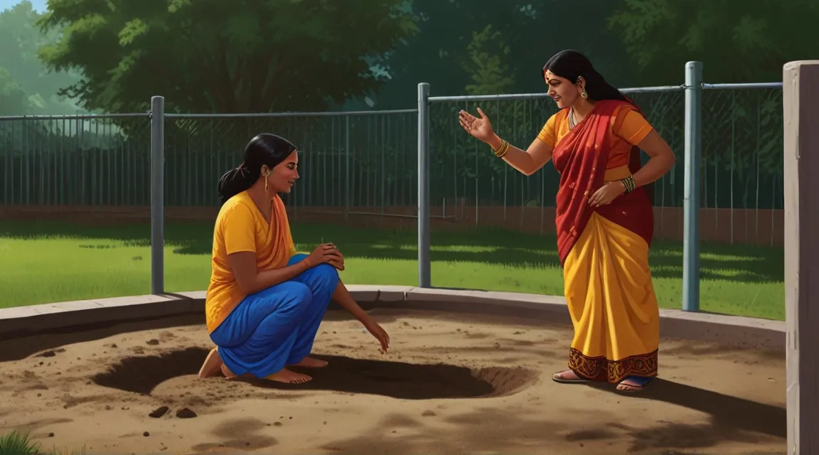 a painting of two women sitting on the ground