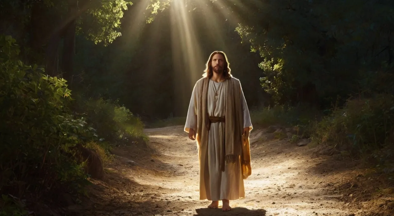 a man in a robe standing on a dirt road