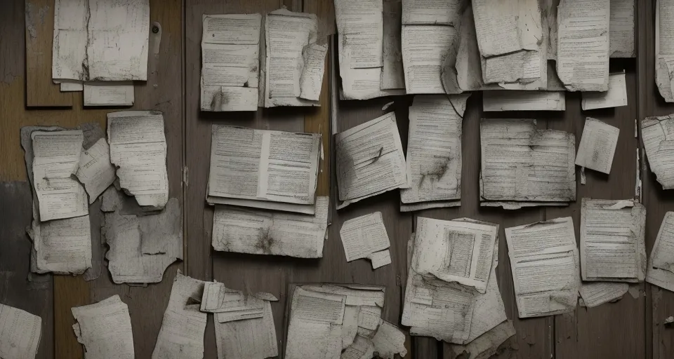 a bunch of papers that are on a wall