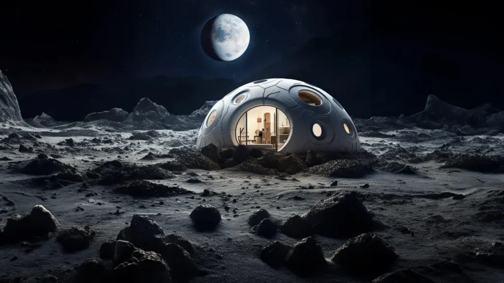 a small house on the surface of the moon