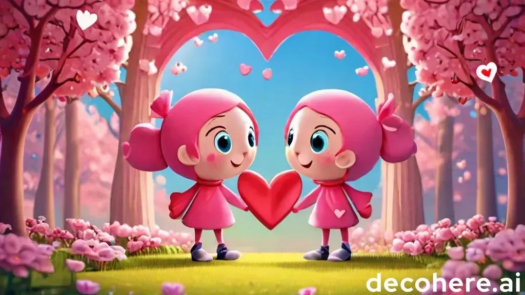 two little girls holding a heart in a forest