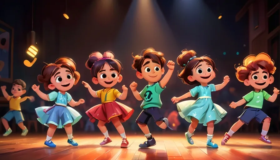 a group of children dancing on a stage