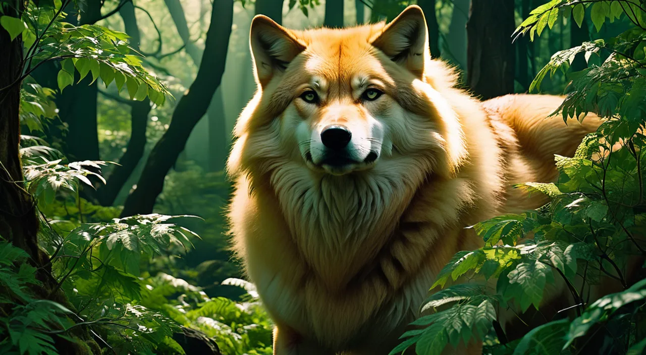 a wolf standing in the middle of a forest