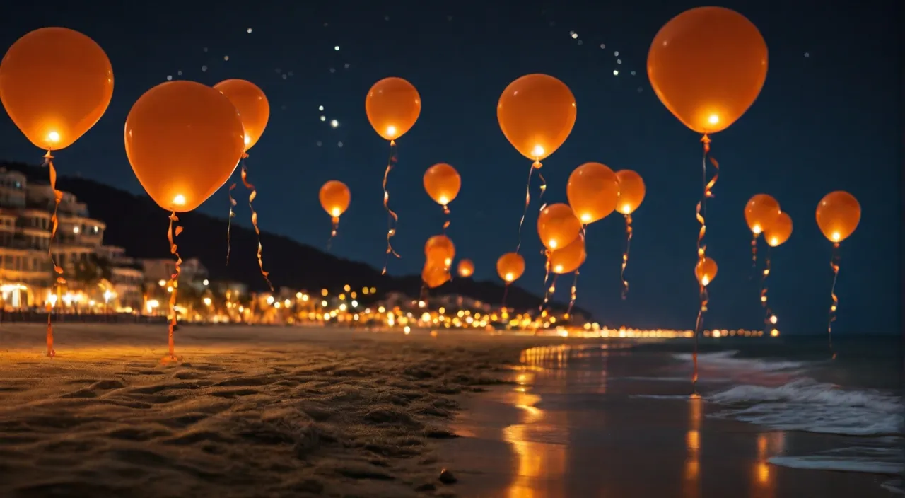 a bunch of balloons that are floating in the air