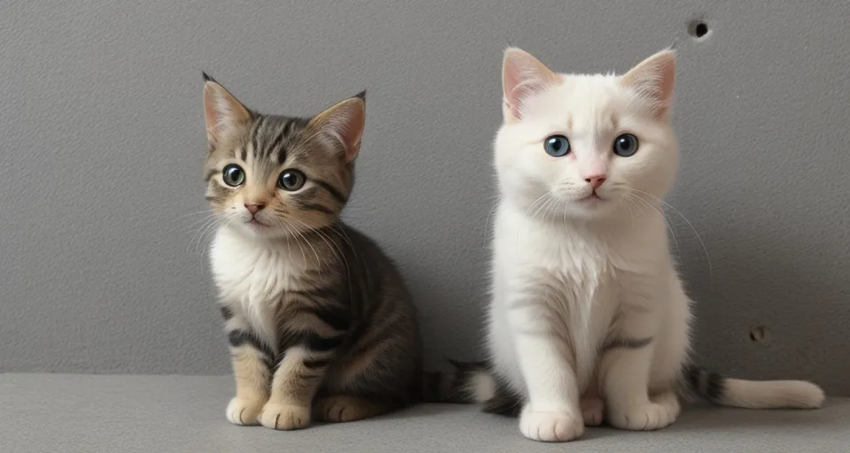 a couple of cats sitting next to each other. Looking so cute.