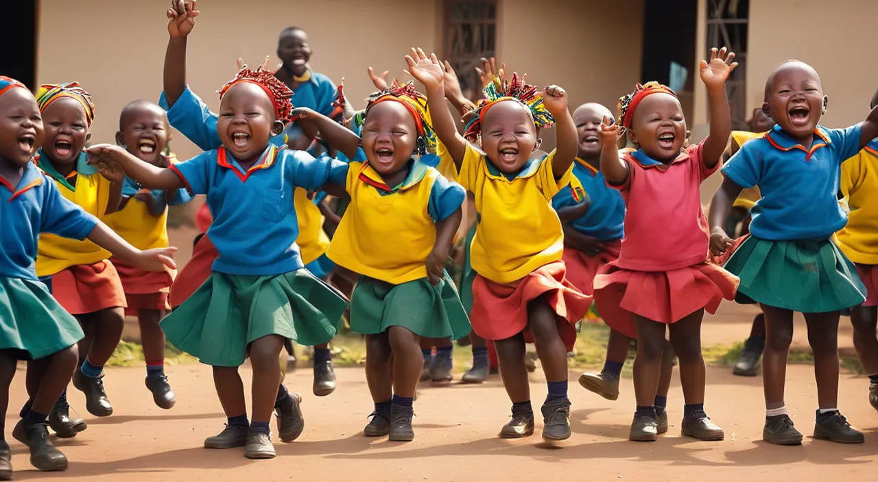 a group of young children in school uniforms