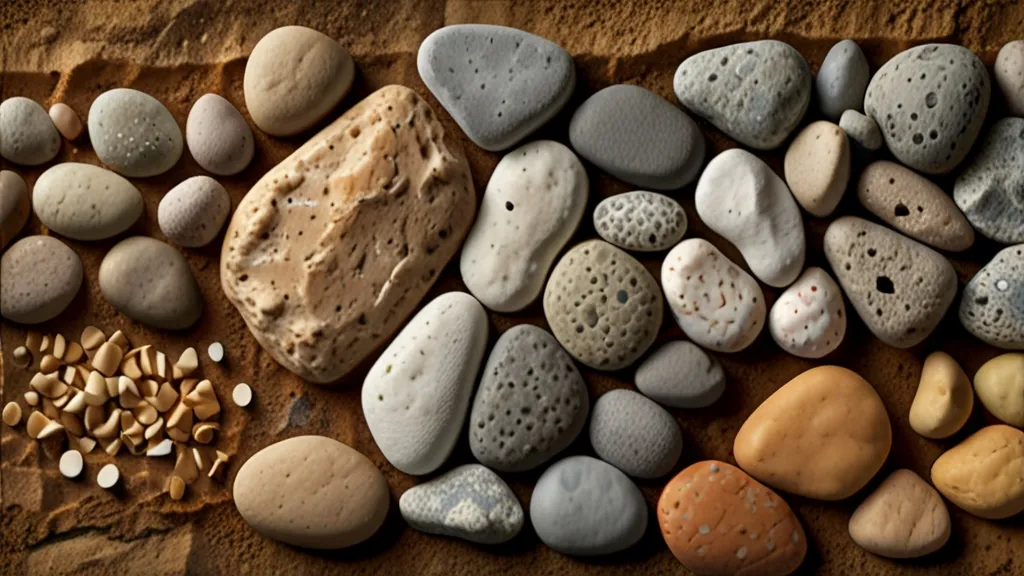 a bunch of rocks that are laying on the ground