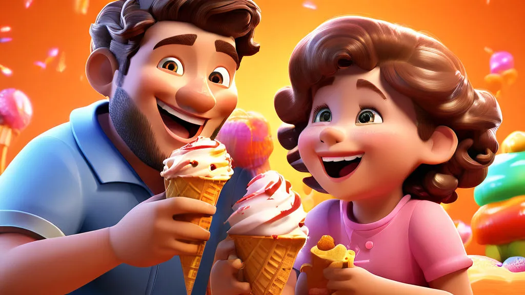 a man and a little girl eating ice cream