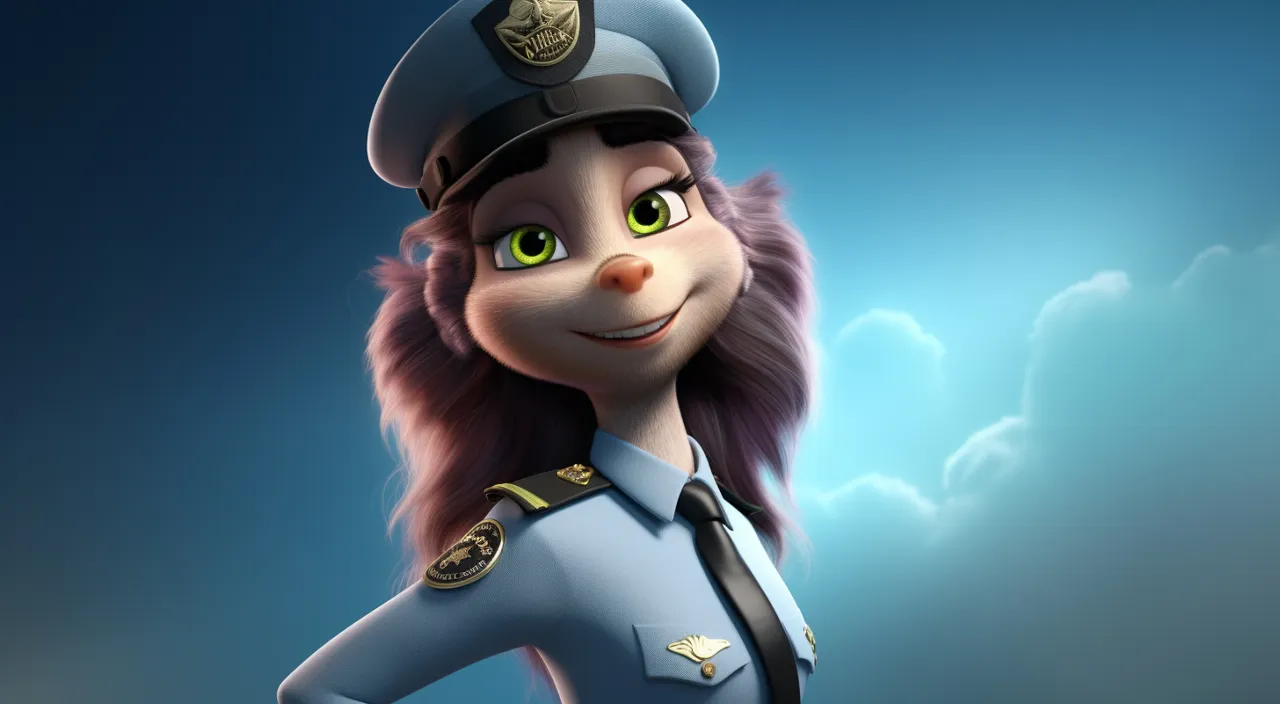 a cartoon character in a police uniform