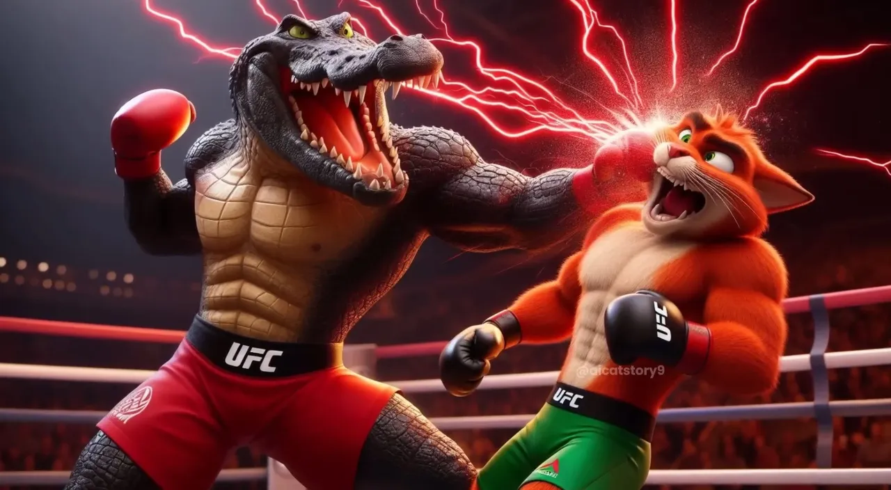 two cartoon characters are fighting in a boxing ring