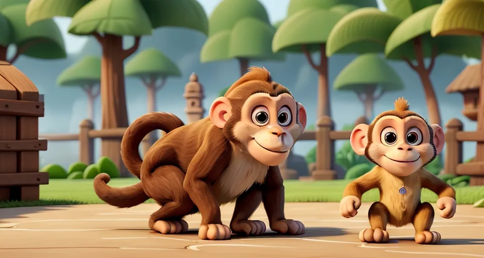 a monkey and a monkey standing next to each other