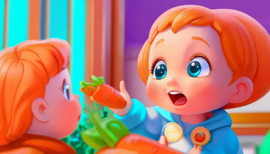 a boy and a girl are eating carrots