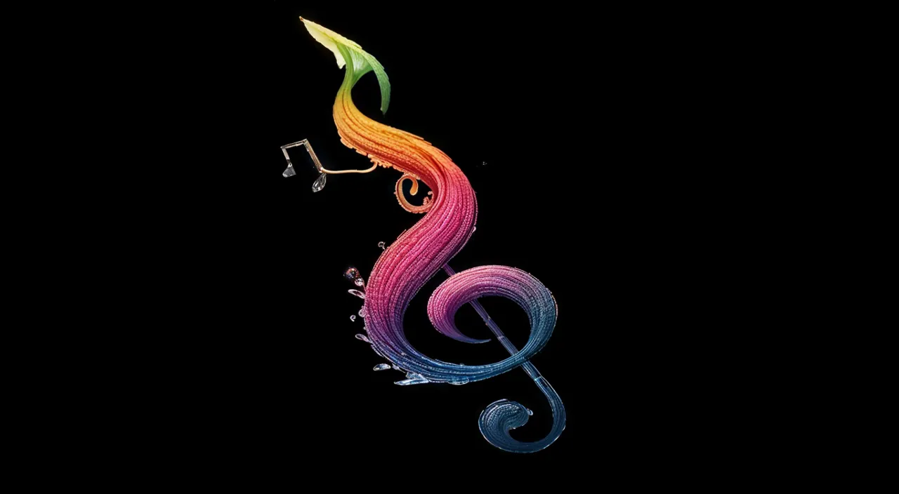 a colorful music note with music notes coming out of it