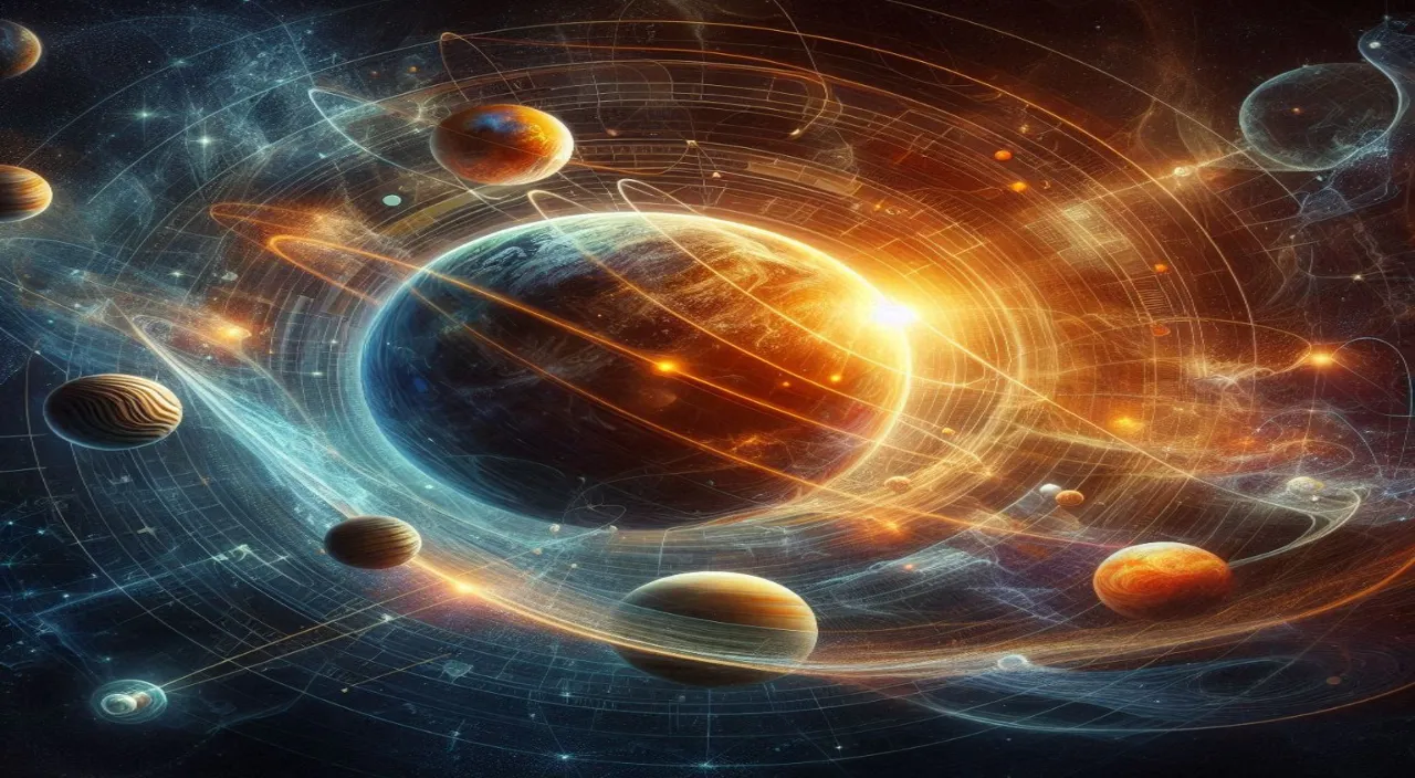 an image of a space scene with planets and stars