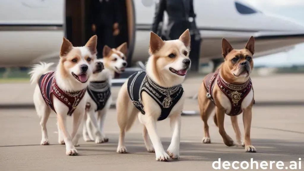 a group of three small dogs standing next to each other and walking