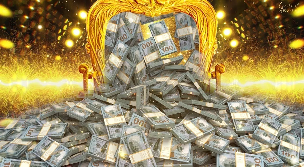 falling money with golden background