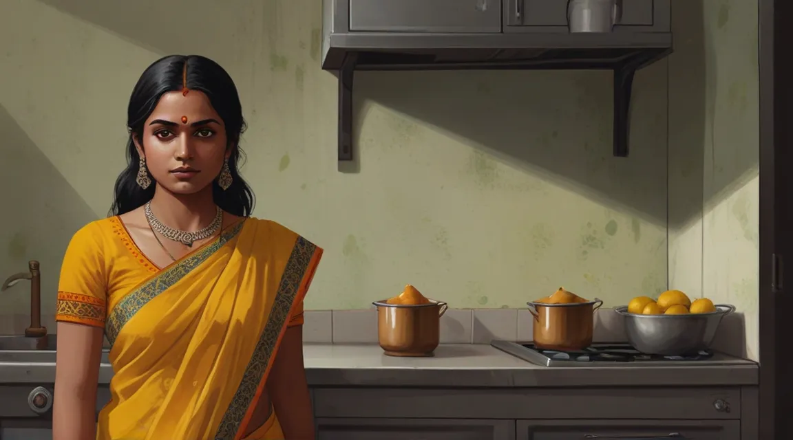 a painting of a woman in a yellow sari