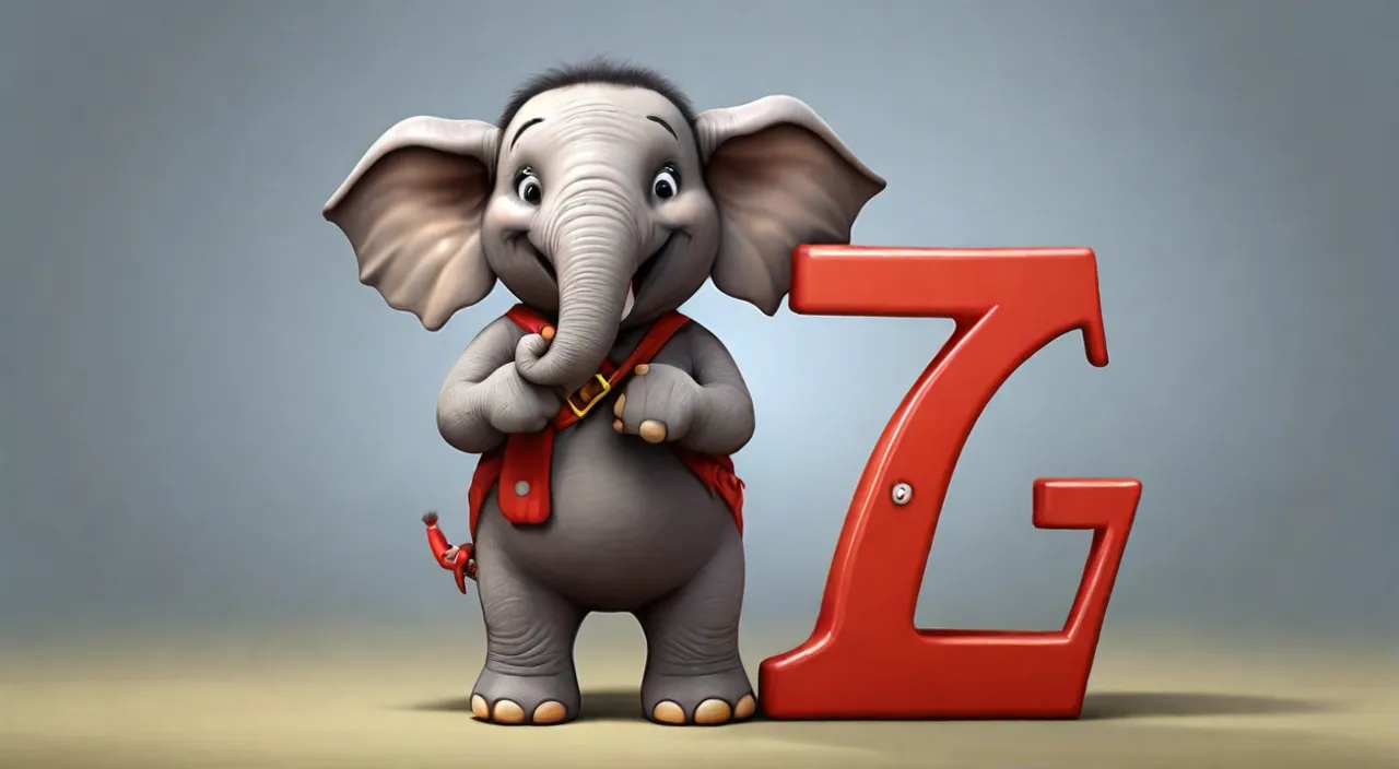 a cartoon elephant standing next to the number seven