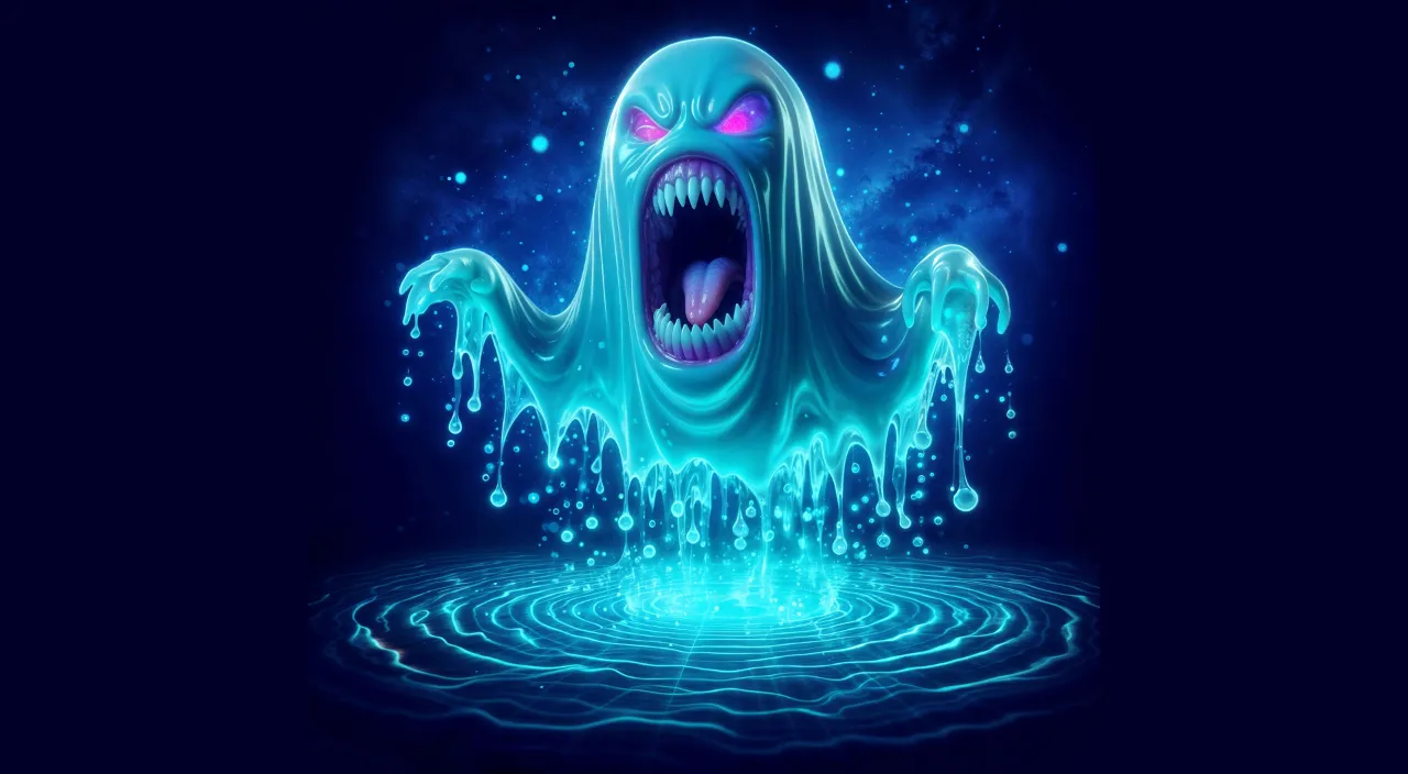 a ghost floating in the water with its mouth open