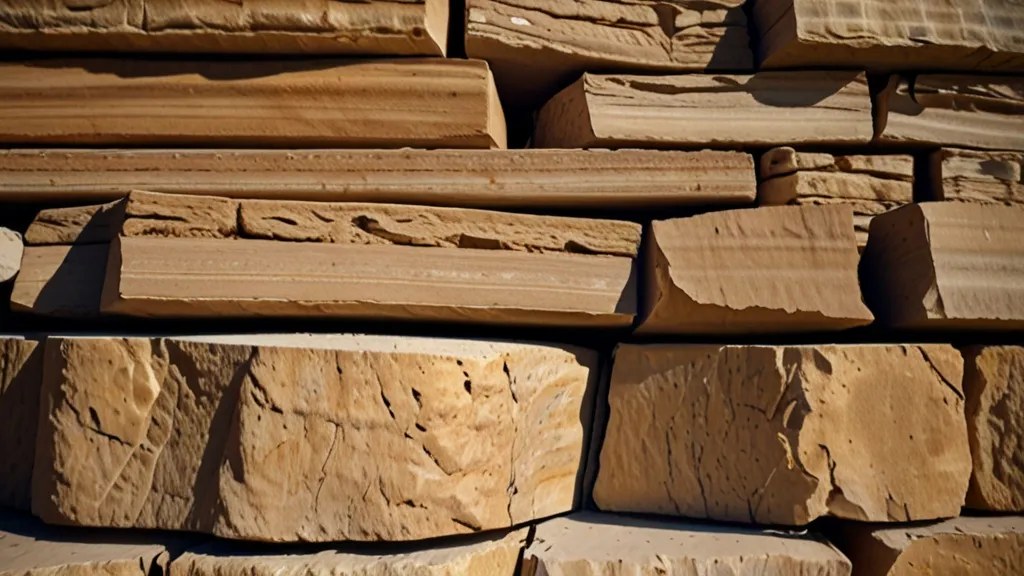 a pile of stone blocks stacked on top of each other