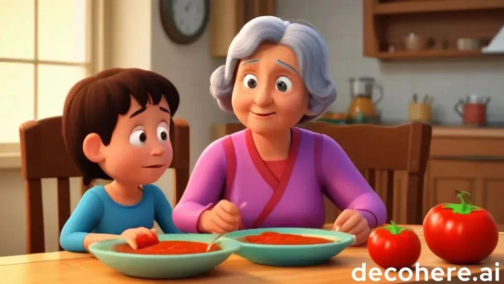 a woman and a child sitting at a table with bowls of food