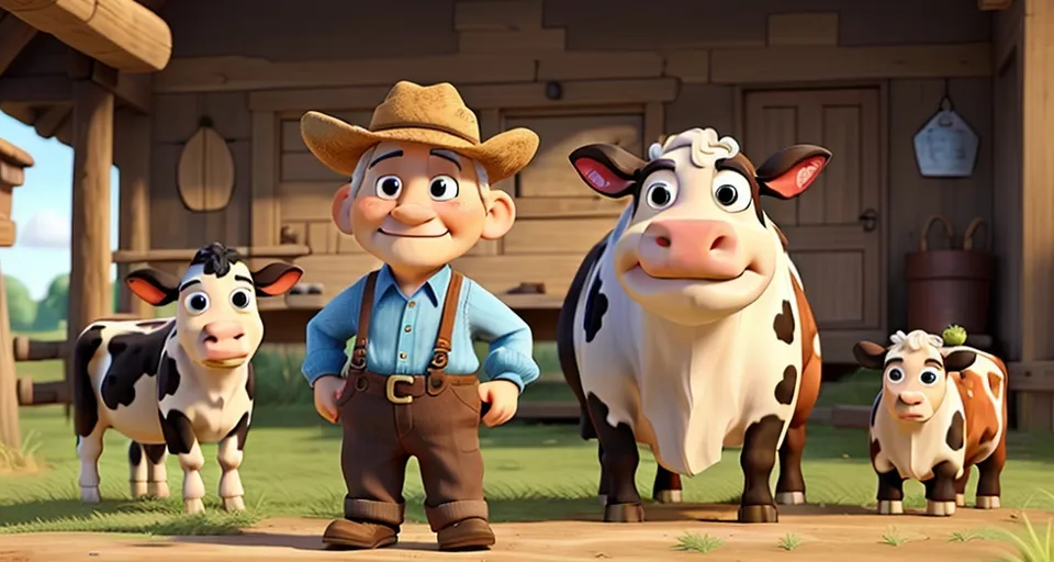 Old McDonald and a Cow, 3d Animation