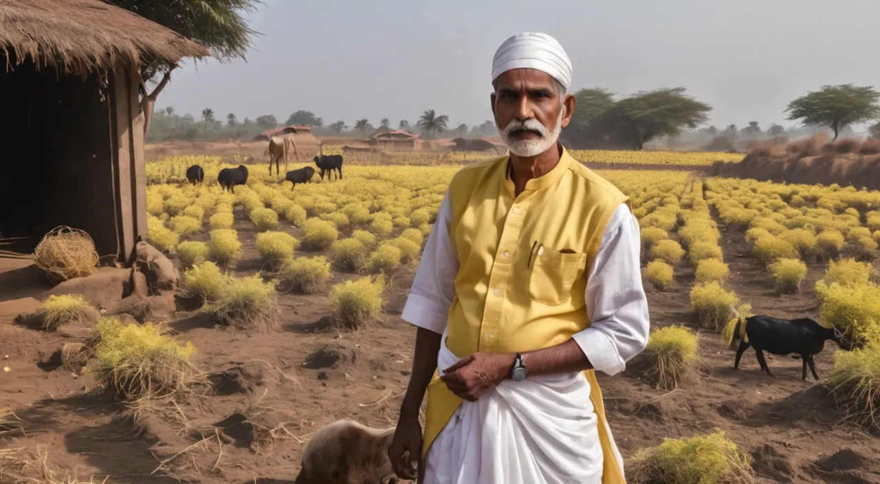 a man standing in a field with cows