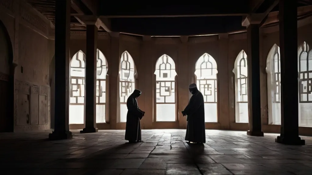 a couple of people standing in a room